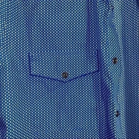 Express men’s blue printed button front dress shirt long sleeve Medium 15.5 - Picture 3 of 5